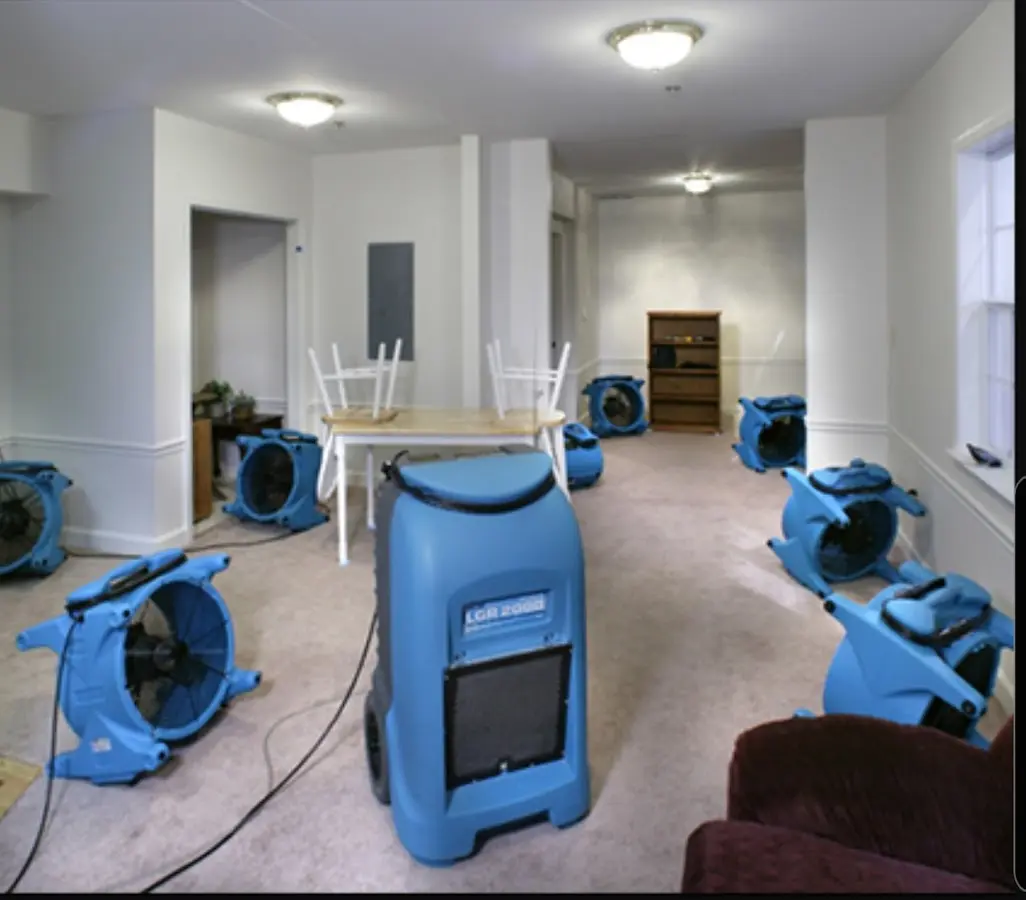 Air movers and dehumidifier setup for Water Extraction & Removal in Brown Deer